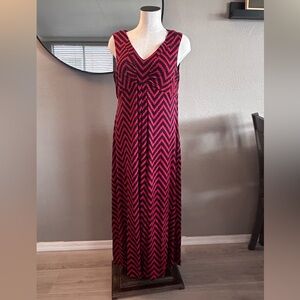 Chico's Red Ruched Sleeveless Maxi Dress
